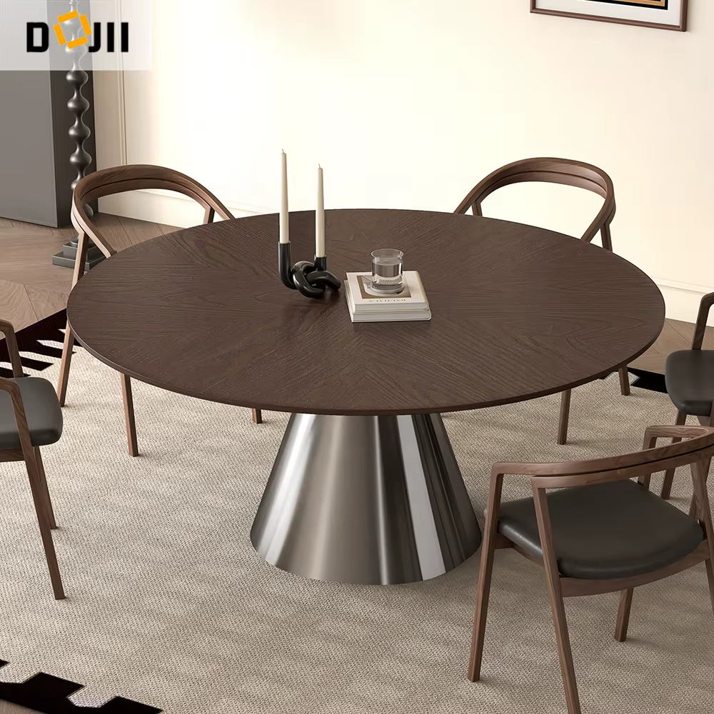 New Designs Round Dining Table with Rotating Center Marble Table Top — image 3
