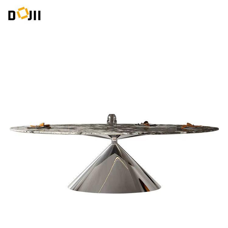 Luxury Marble Dining Room Table with Gold Metal Legs — image 6