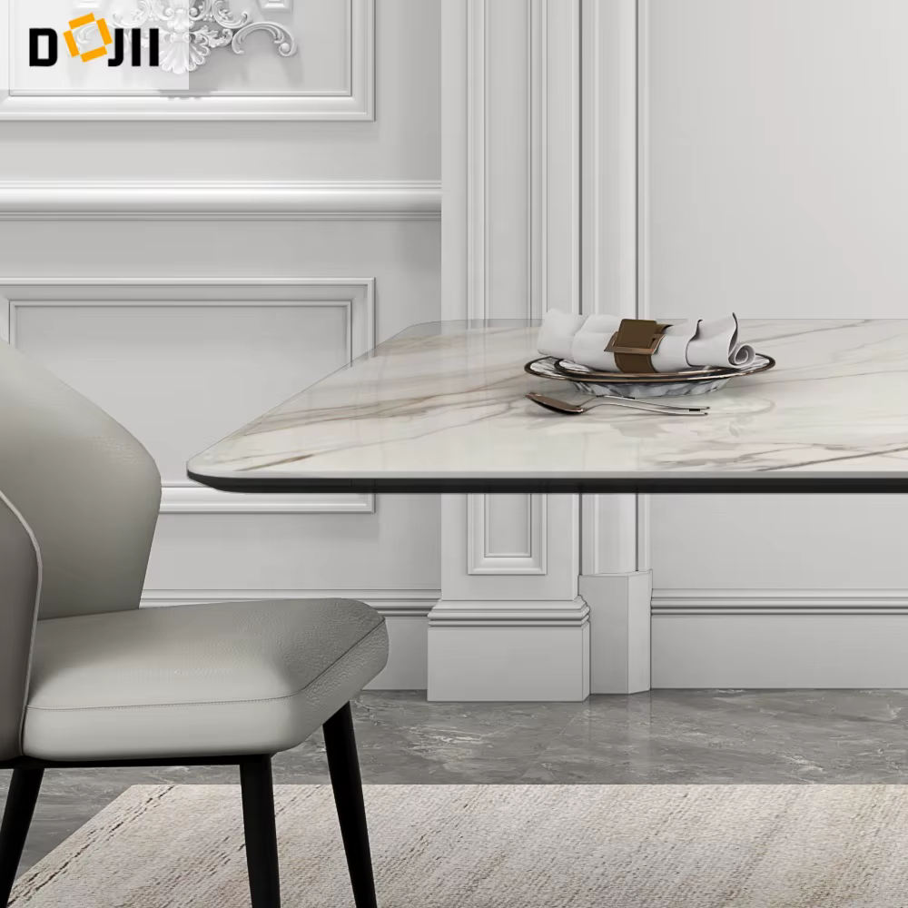 Mid-century Modern Expanding Dining Table with Ceramic Marble Top — image 5