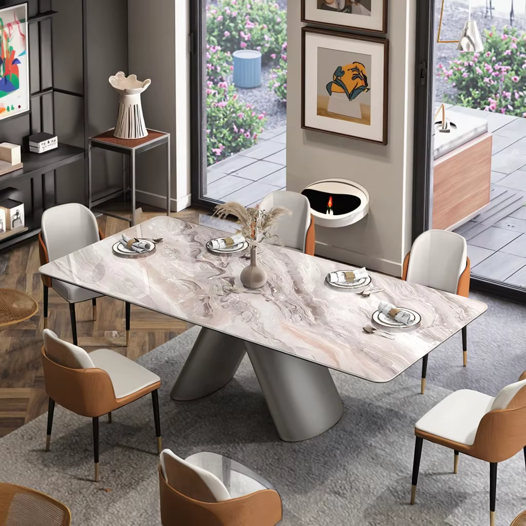 Modern Rectangular Travertine Stone Dining Table — image 2