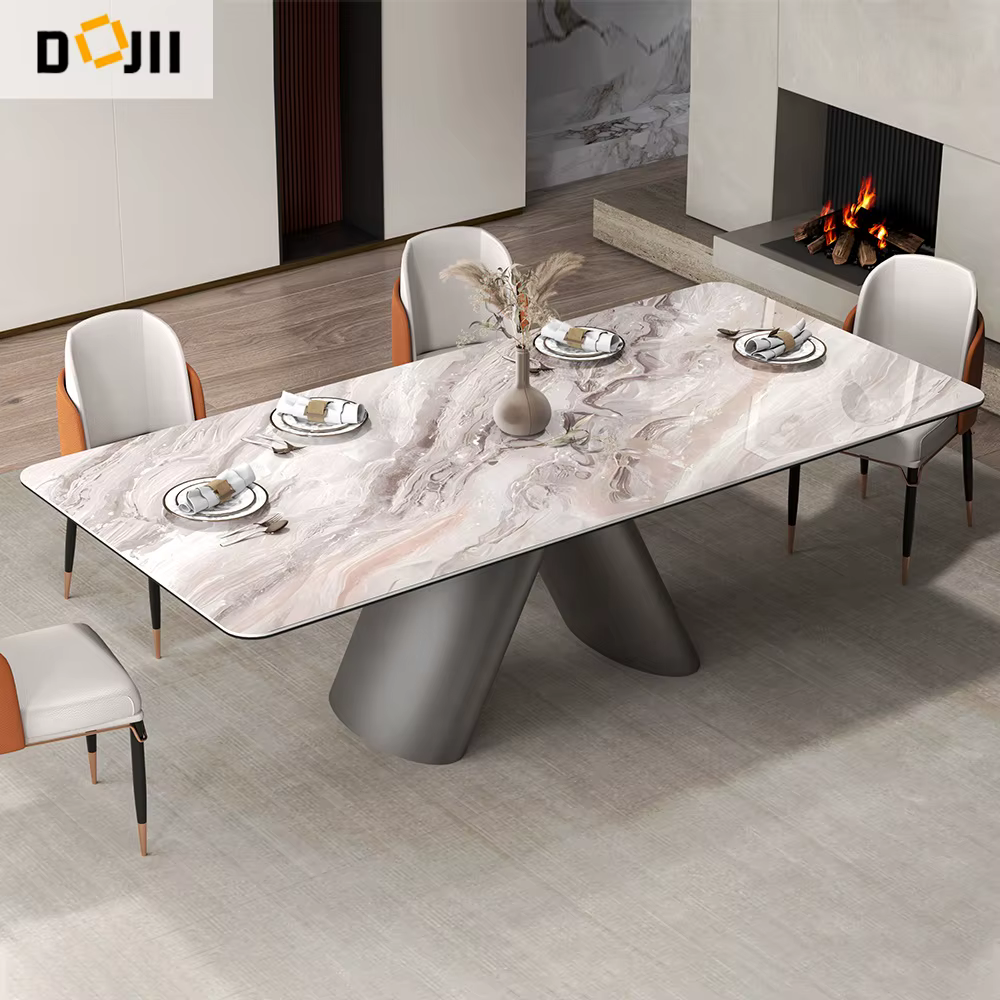 Modern Rectangular Travertine Stone Dining Table — image 5