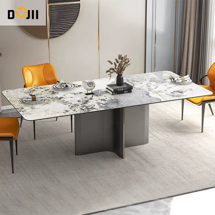 Counter Height 10-Seater Tall White Oval Dining Table Set with 6 Fabric Chairs — image 3