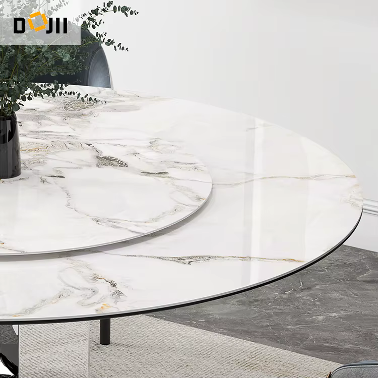 High Quality Dining Room Table with Marble Top and Silver Legs — image 5