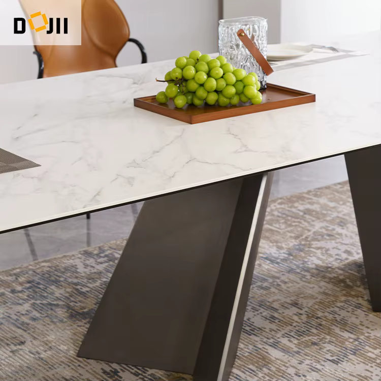 Small Sintered Stone Marble Dining Table Set with Stainless Steel Legs — image 3