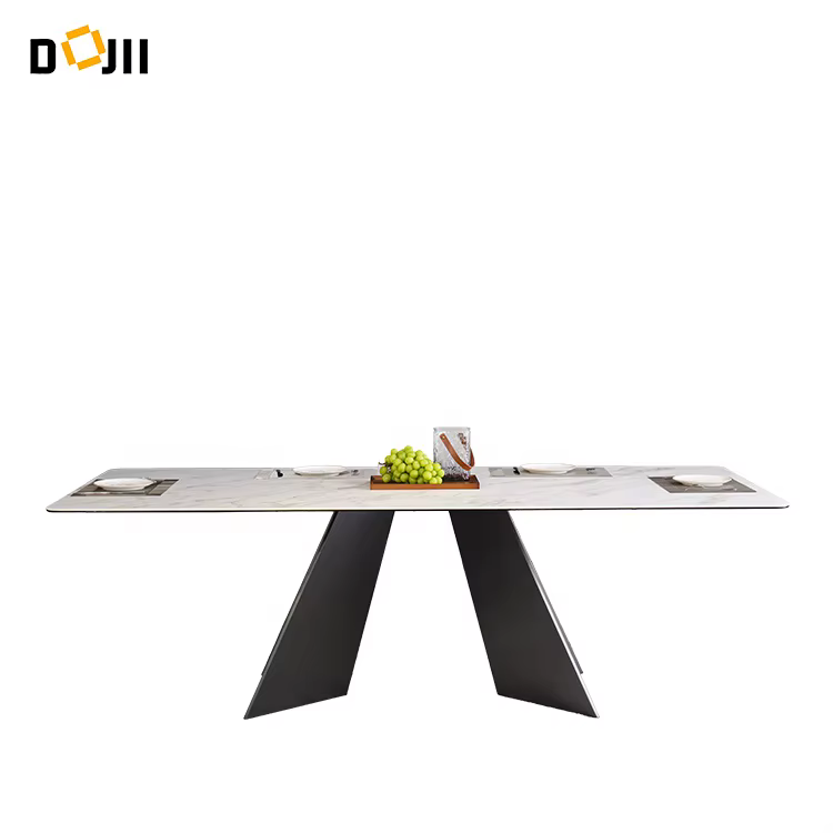 Small Sintered Stone Marble Dining Table Set with Stainless Steel Legs — image 5