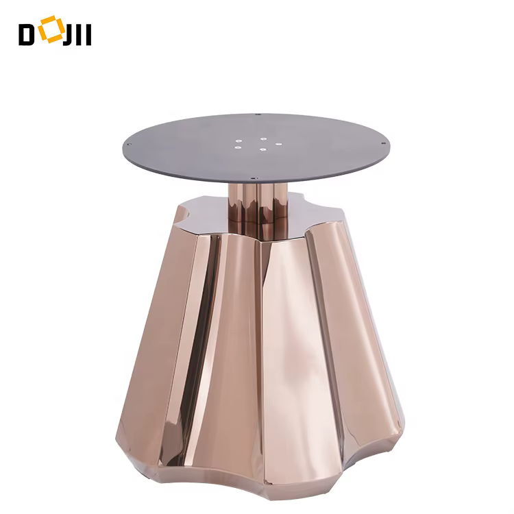 Italian Marble Top Round Dining Table with Golden Stainless Steel Base — image 6
