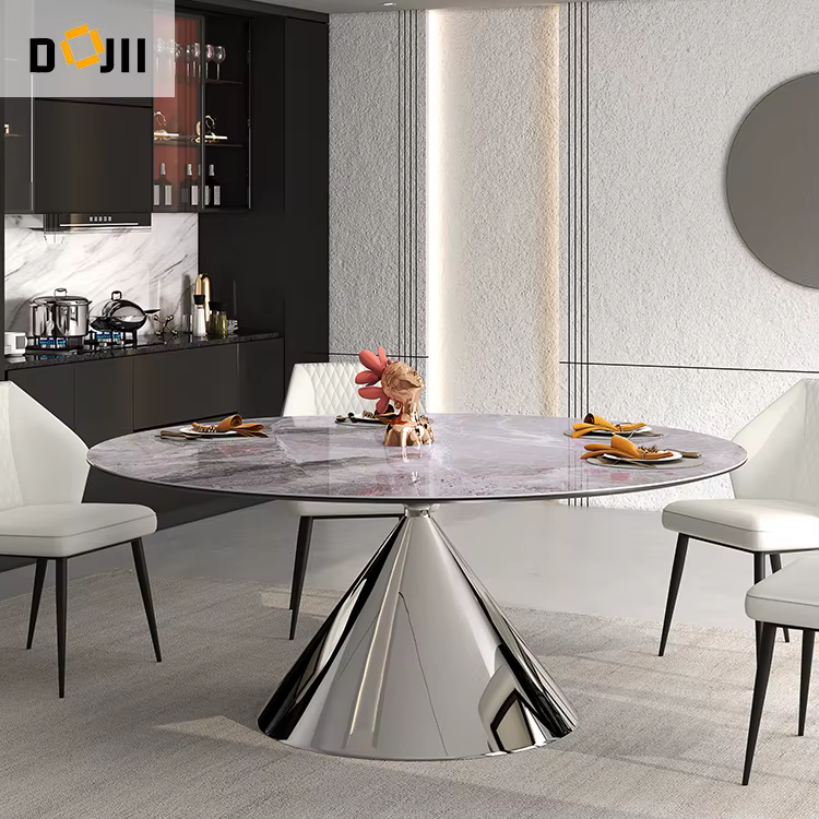 Royal Modern Luxury Ceramic Round Dining Table Chair Set — image 2