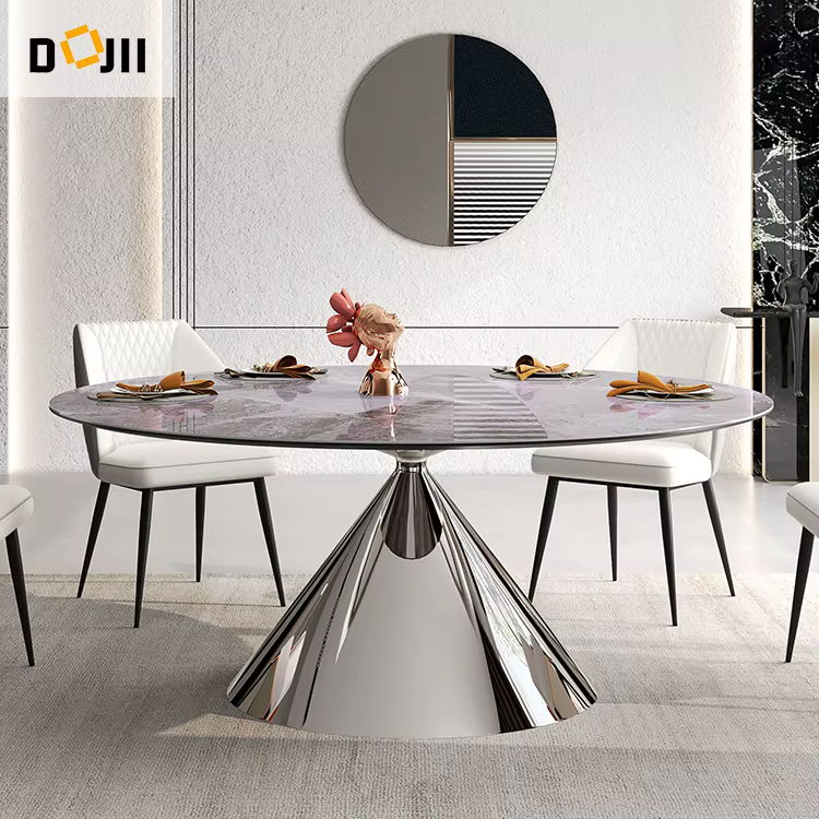 Royal Modern Luxury Ceramic Round Dining Table Chair Set — image 3