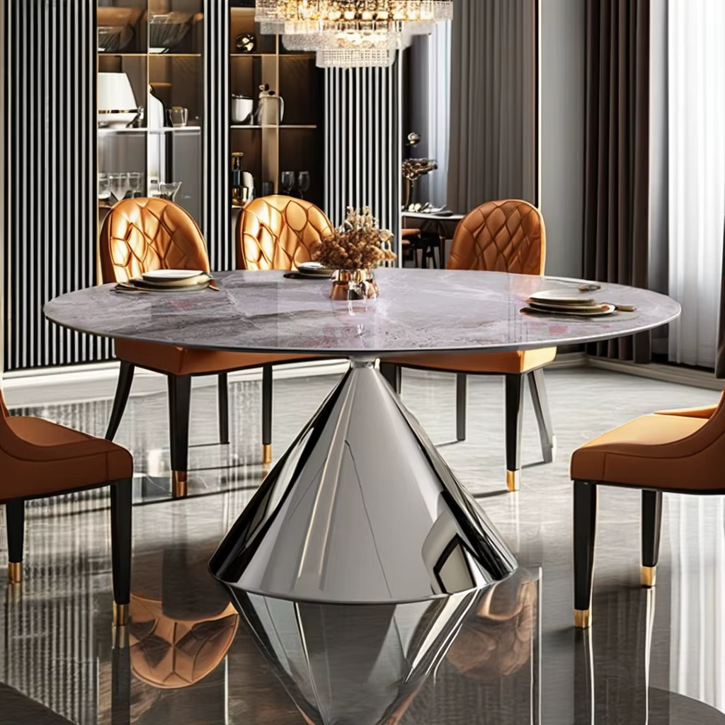 Royal Modern Luxury Ceramic Round Dining Table Chair Set — image 4