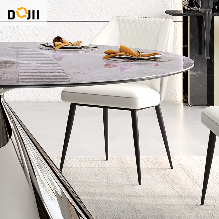 Royal Modern Luxury Ceramic Round Dining Table Chair Set — image 5