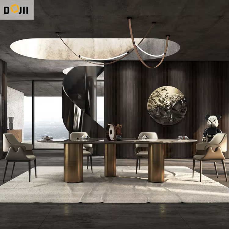 Imported Rose Gold Furniture Selectable Height Adjustable 106 Inches Circle Dinner Table Set — image 2