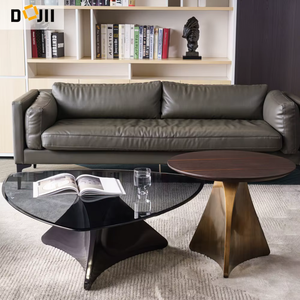 Italian Glass and MDF Top Triangle Modern & Contemporary Coffee Table by Dojii — image 2