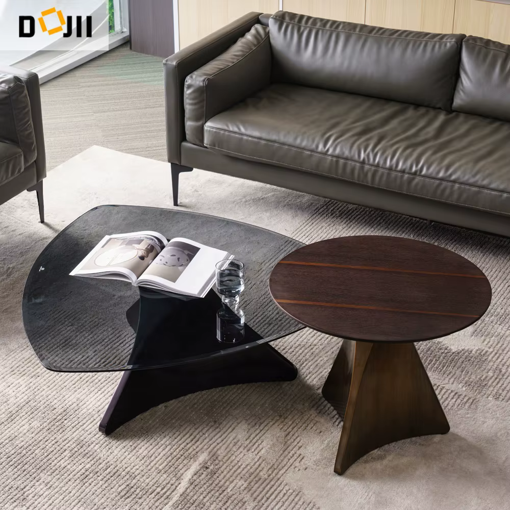 Italian Glass and MDF Top Triangle Modern & Contemporary Coffee Table by Dojii — image 3
