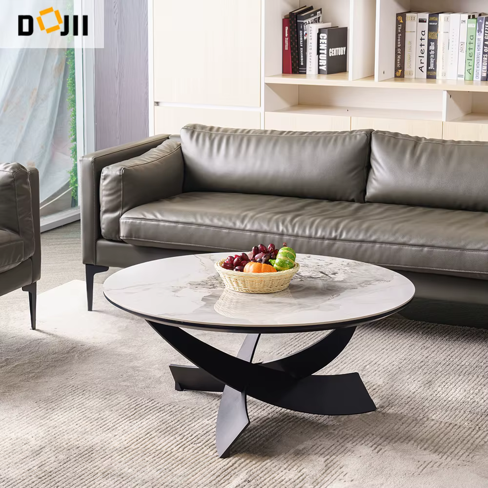 Living Room Coffee Desk with Black Metal Legs — image 2