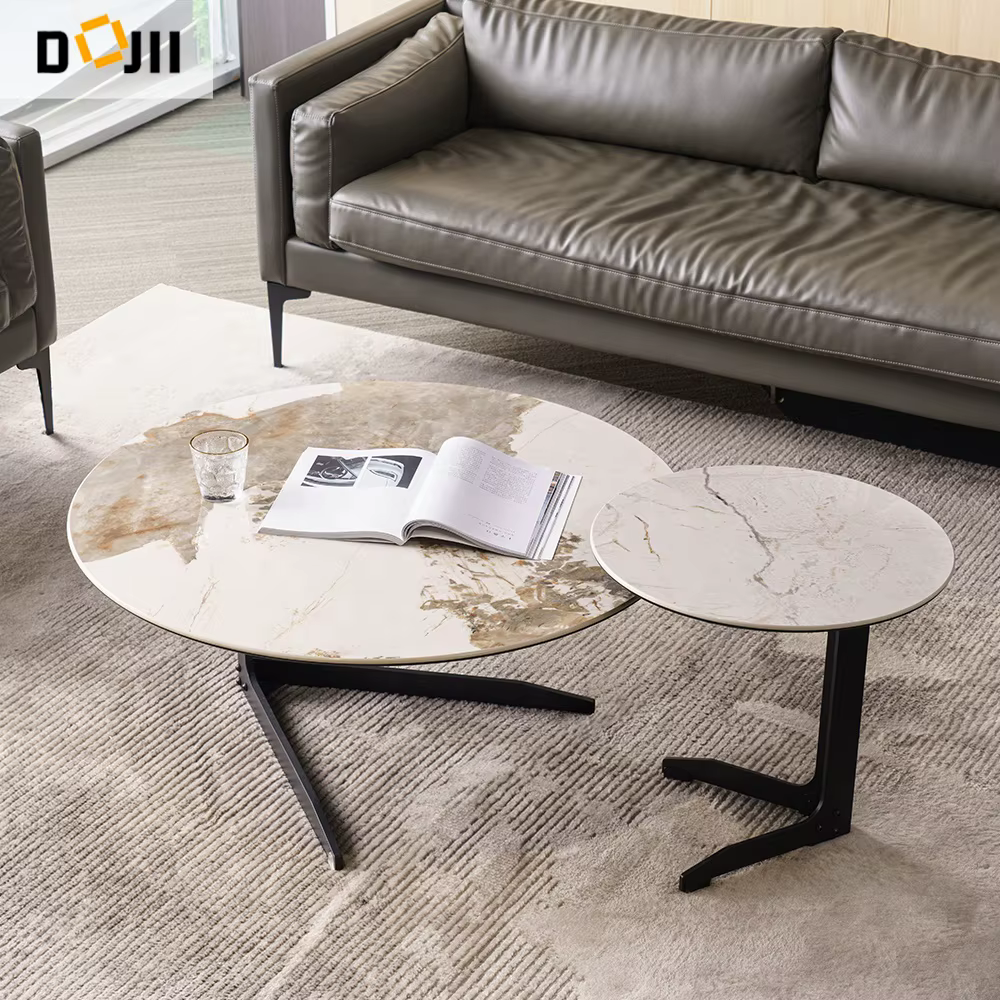 Contemporary Style Wrought Iron Sofa Side C-Shaped Table — image 4