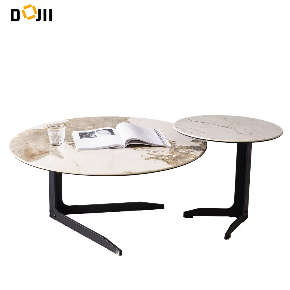 Contemporary Style Wrought Iron Sofa Side C-Shaped Table — image 5