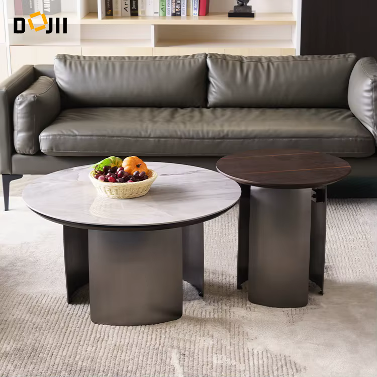 Round Indoor Outdoor Lacquered Wood Base Coffee Table — image 2