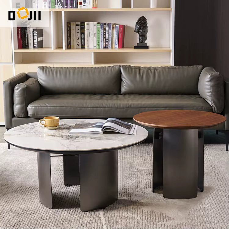 Round Indoor Outdoor Lacquered Wood Base Coffee Table — image 3