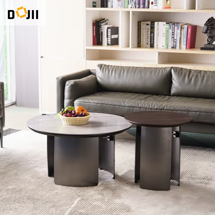 Round Indoor Outdoor Lacquered Wood Base Coffee Table — image 4
