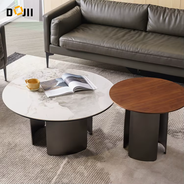 Round Indoor Outdoor Lacquered Wood Base Coffee Table — image 5