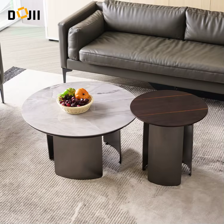Round Indoor Outdoor Lacquered Wood Base Coffee Table — image 6