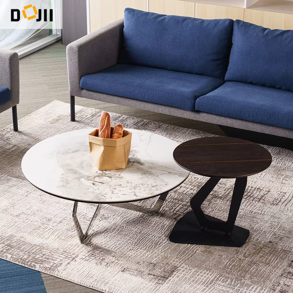 Living Room Nordic Western Style Porcelain Top Low Height Tea Coffee Table — image 2