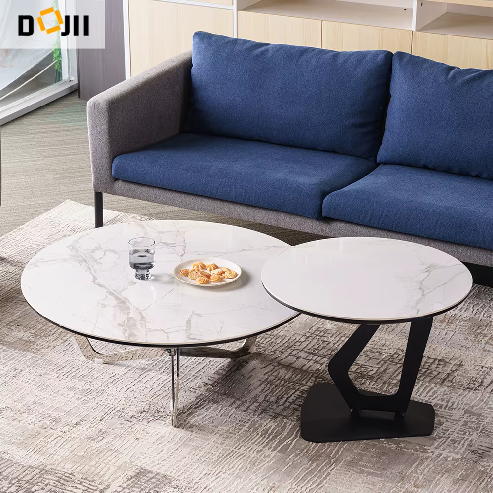 Living Room Nordic Western Style Porcelain Top Low Height Tea Coffee Table — image 3