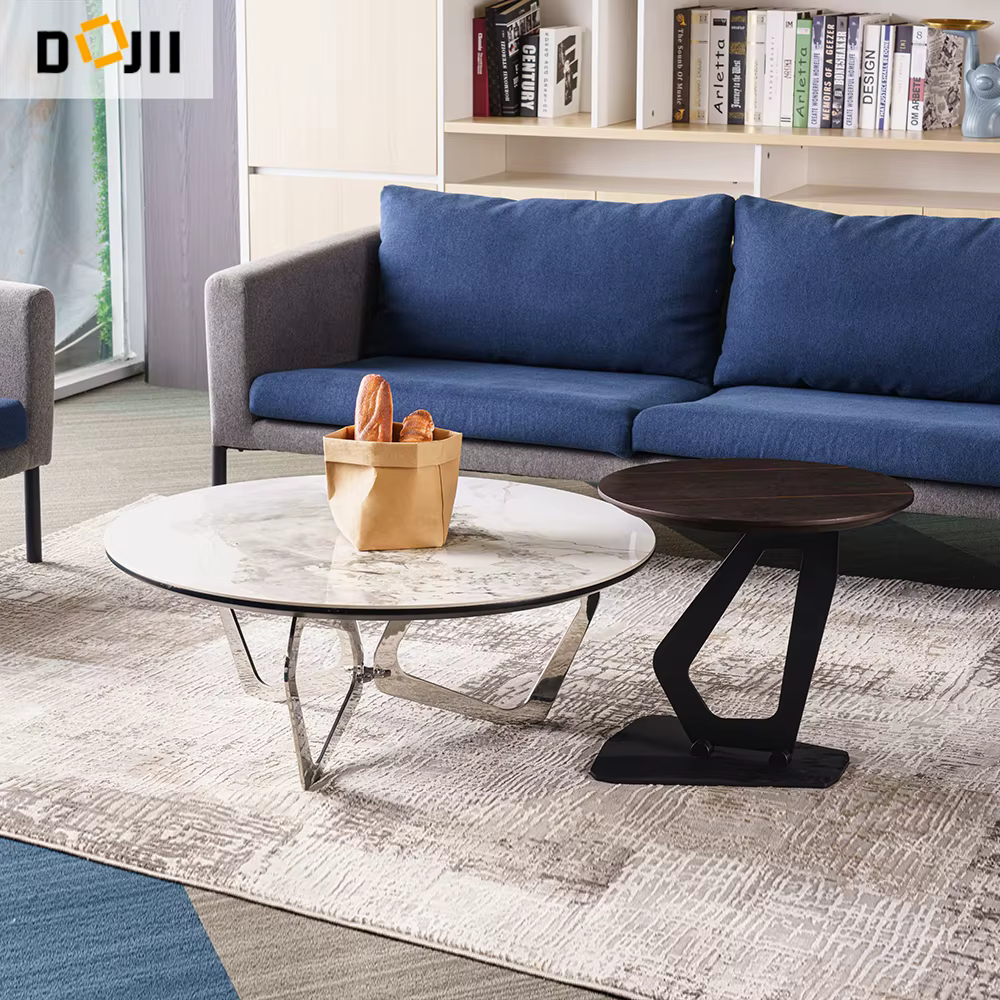 Living Room Nordic Western Style Porcelain Top Low Height Tea Coffee Table — image 4