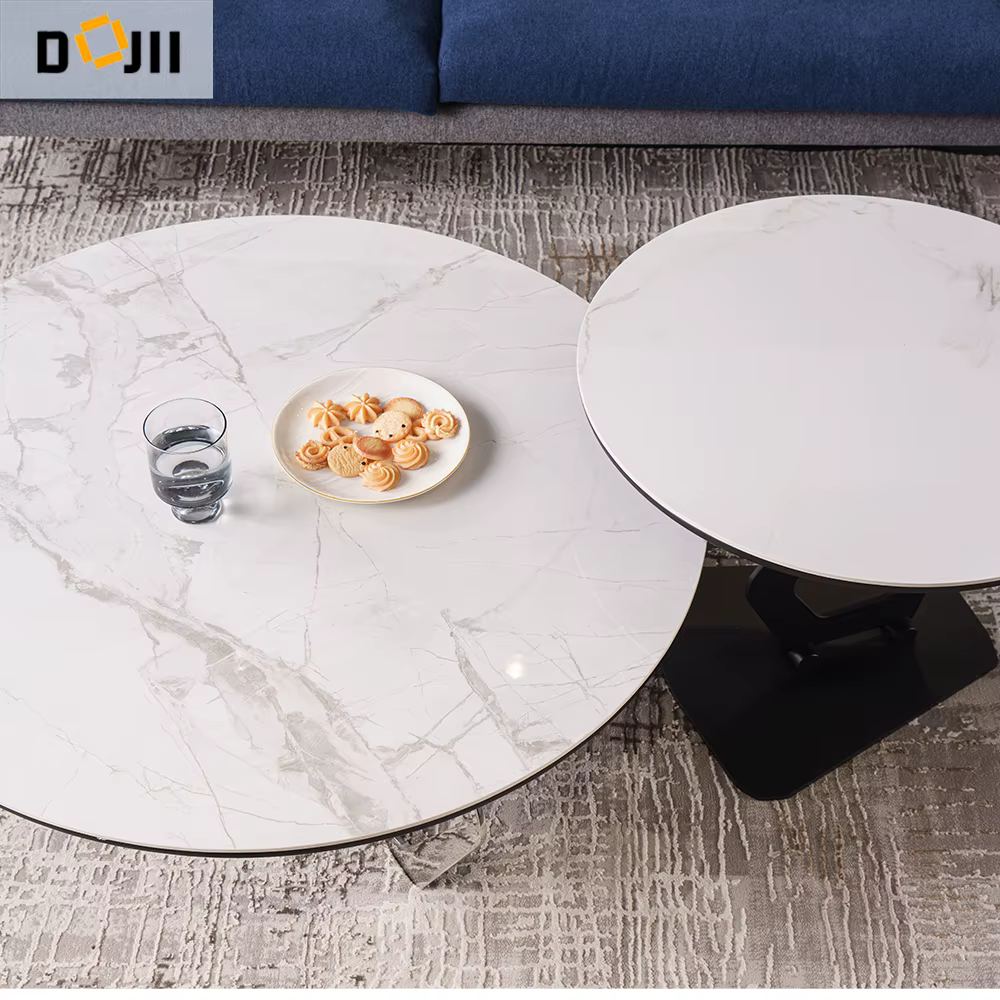 Living Room Nordic Western Style Porcelain Top Low Height Tea Coffee Table — image 5