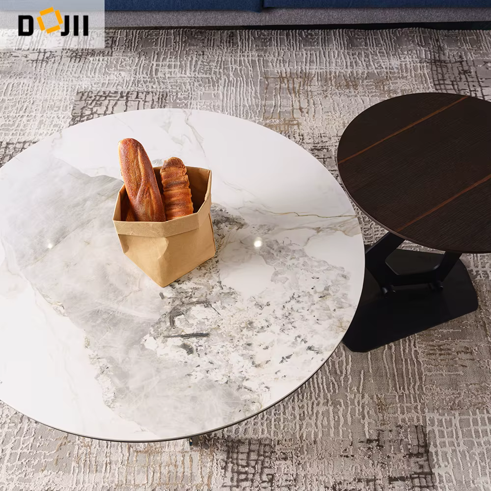Living Room Nordic Western Style Porcelain Top Low Height Tea Coffee Table — image 6