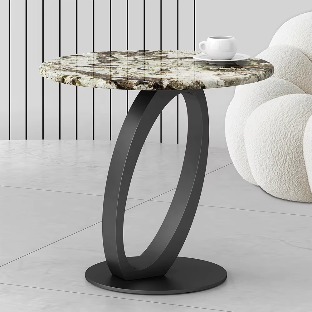 Oval Middle Small Table Coffee Table with Metal Base — image 3