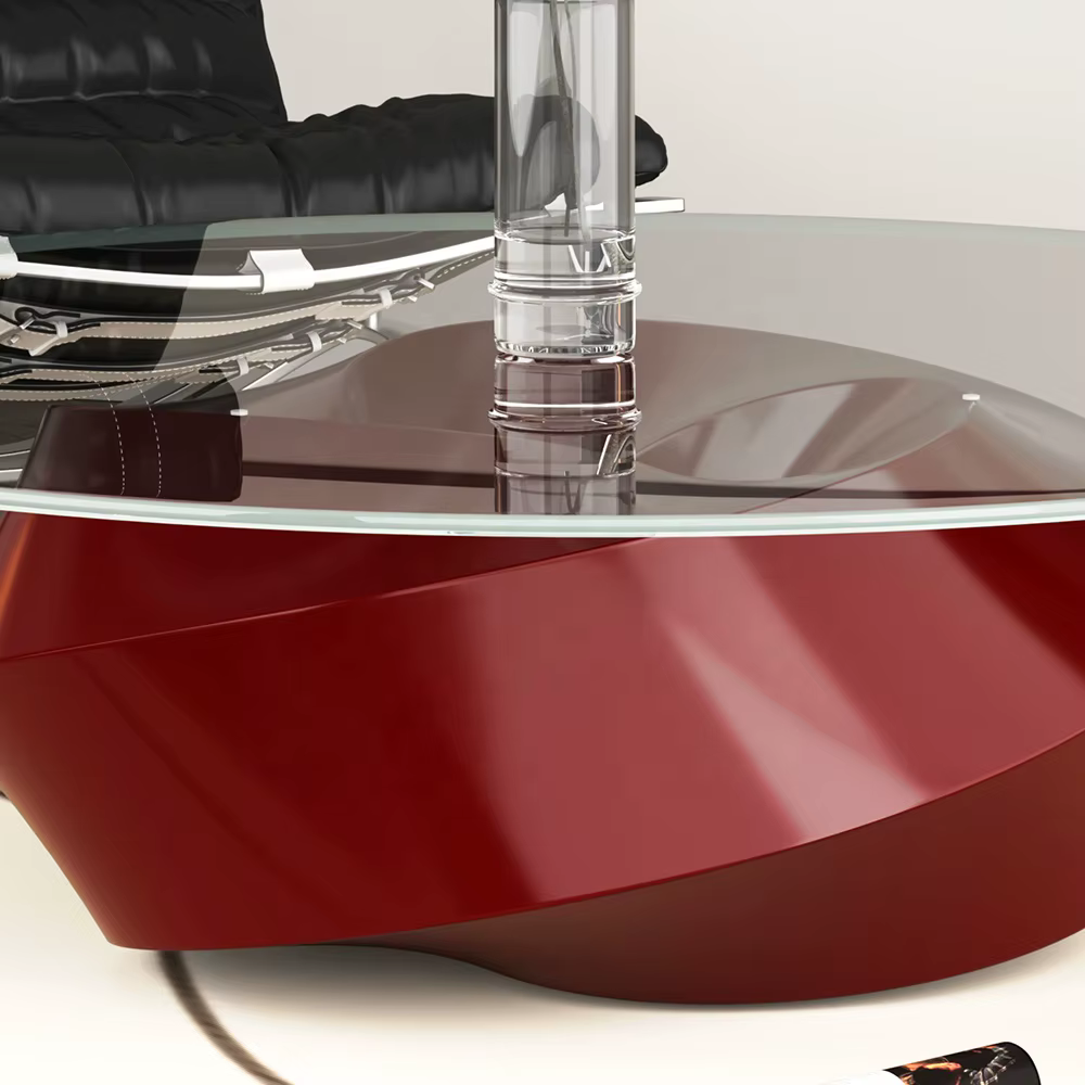 Cocktail Table with Abstract Stainless Steel and Fiberglass Base — image 2