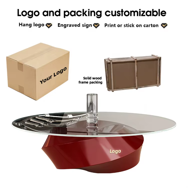 Cocktail Table with Abstract Stainless Steel and Fiberglass Base — image 3