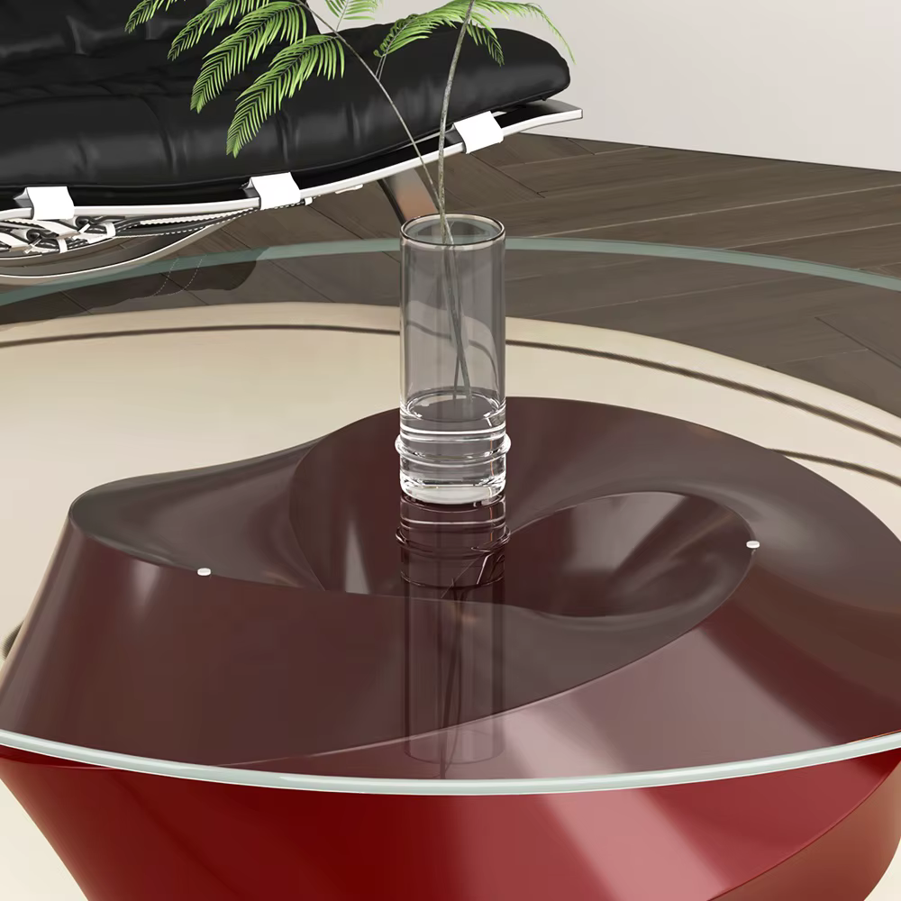 Cocktail Table with Abstract Stainless Steel and Fiberglass Base — image 4