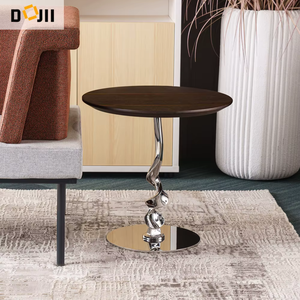 Seagrass Shaped Side Table Round Sofa End Desk — image 3