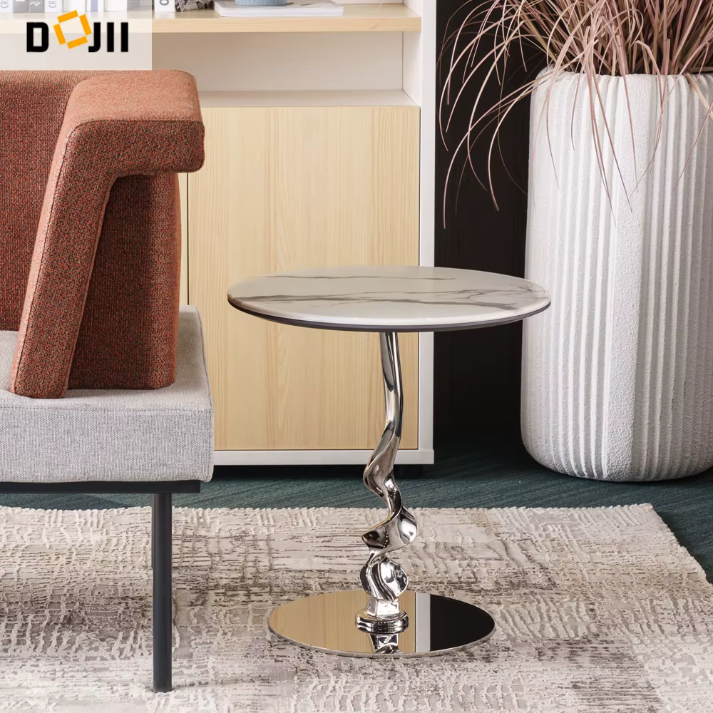 Seagrass Shaped Side Table Round Sofa End Desk — image 4