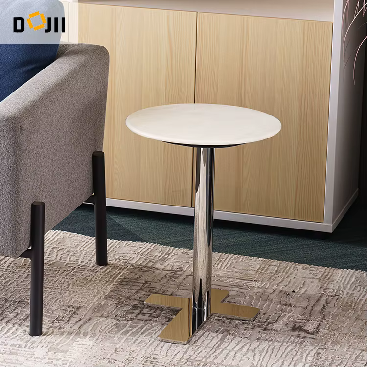 Luxury Contemporary Modern Set Stainless Steel Stand With Natural Marble Top — image 3