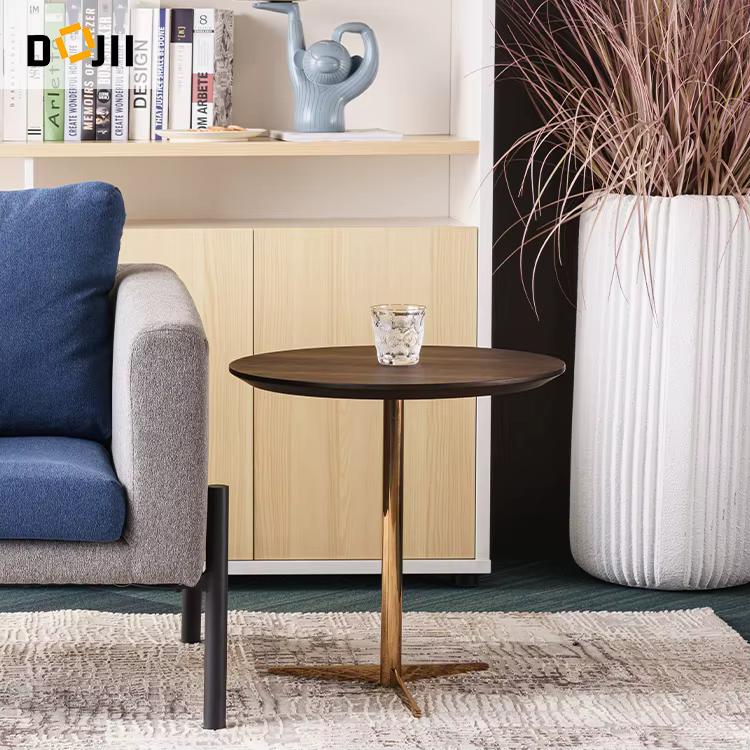 Modern Round Marble Gold Side Table — image 3