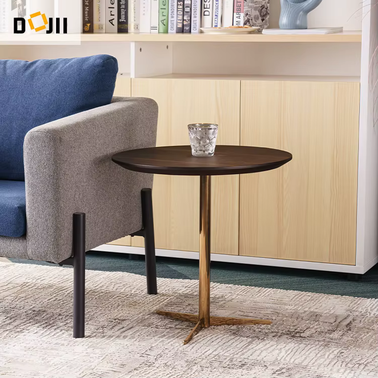 Modern Round Marble Gold Side Table — image 5
