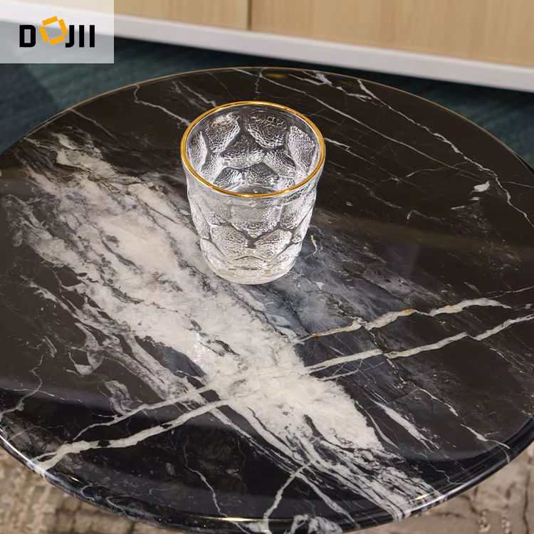 Modern Round Marble Gold Side Table — image 6