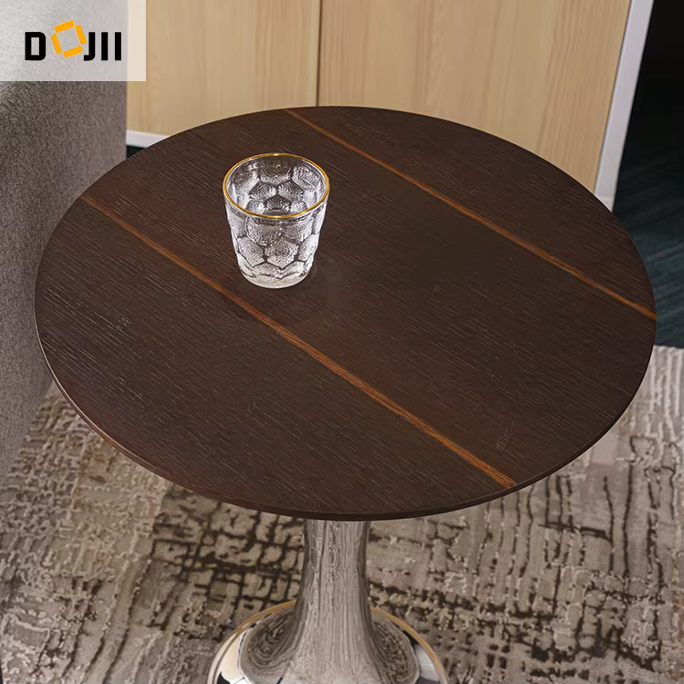 Wooden Corner Side Low Table with Rose Flower Design and 304 Stainless Steel Stand — image 4