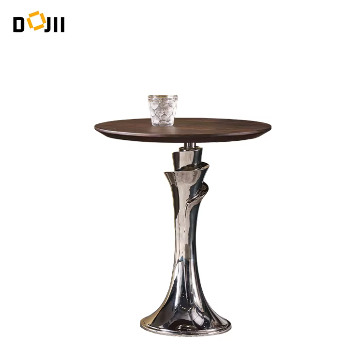 Wooden Corner Side Low Table with Rose Flower Design and 304 Stainless Steel Stand — image 6