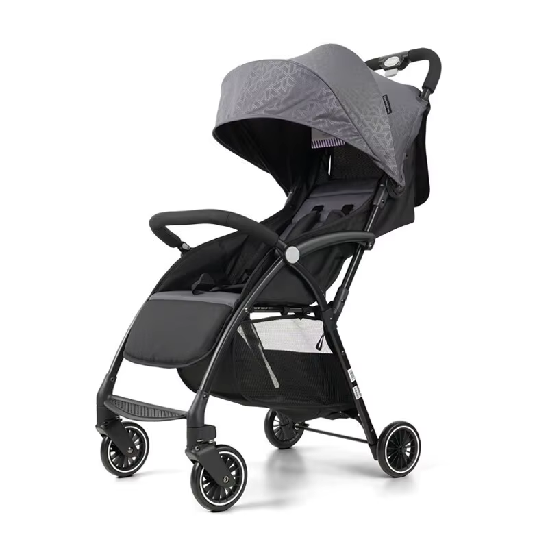 Customizable Portable Folding Cushioned Four-wheel Metal Frame Stroller — image 2