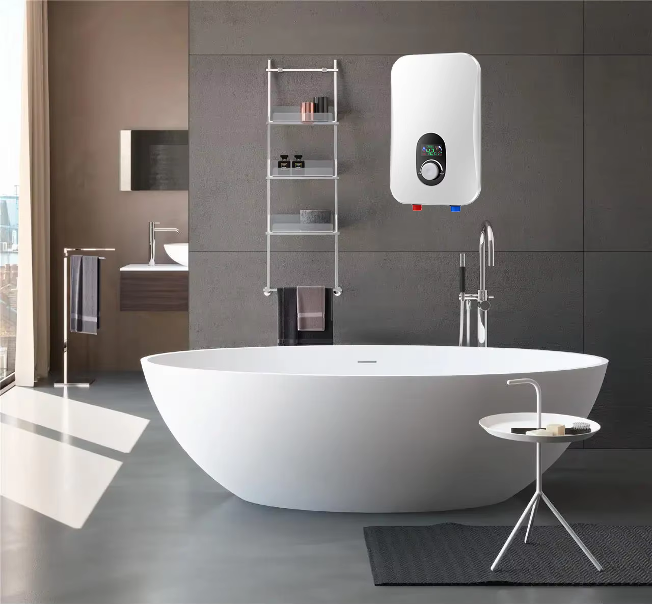Wholesale Button-type with Knob Big Screen Design Instant Electric Shower Water Heater — image 3
