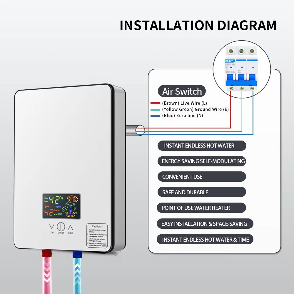 Electric Tankless Water Heater 5500W 220V — image 4
