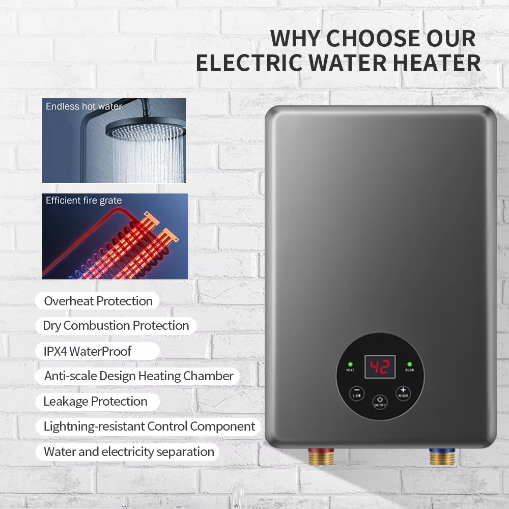 220V 3.5KW Smart Wall Mounted Instant Electric Water Heater — image 4