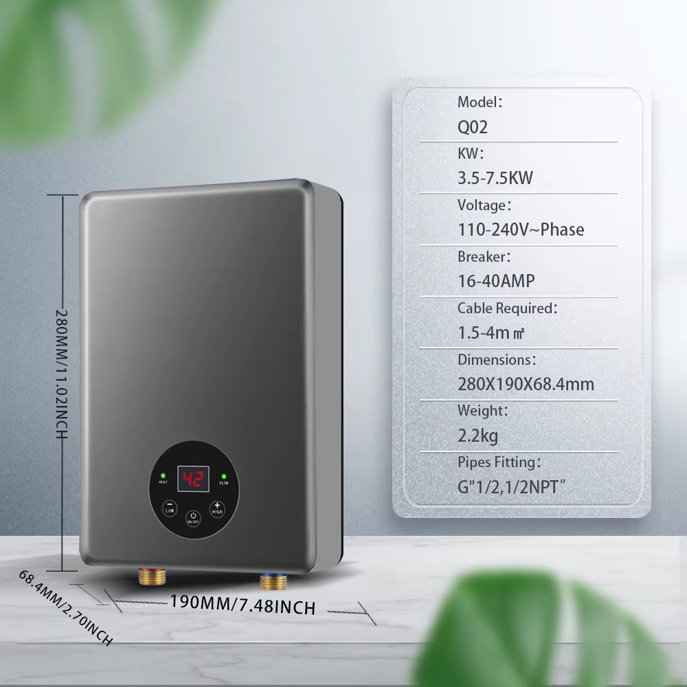 220V 3.5KW Smart Wall Mounted Instant Electric Water Heater — image 6