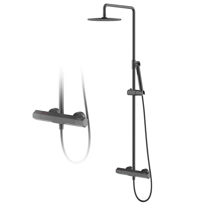 Prism Shape Body Bathroom Hot Cold Water Mixer Thermostatic Shower Set — image 3