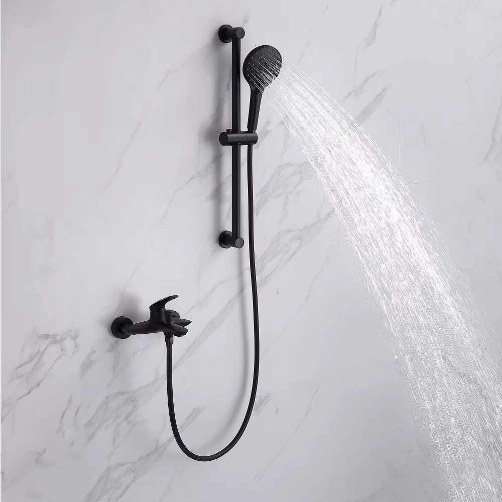 Easy Design Matte Black Color Wall Mounted Shower Faucet — image 3