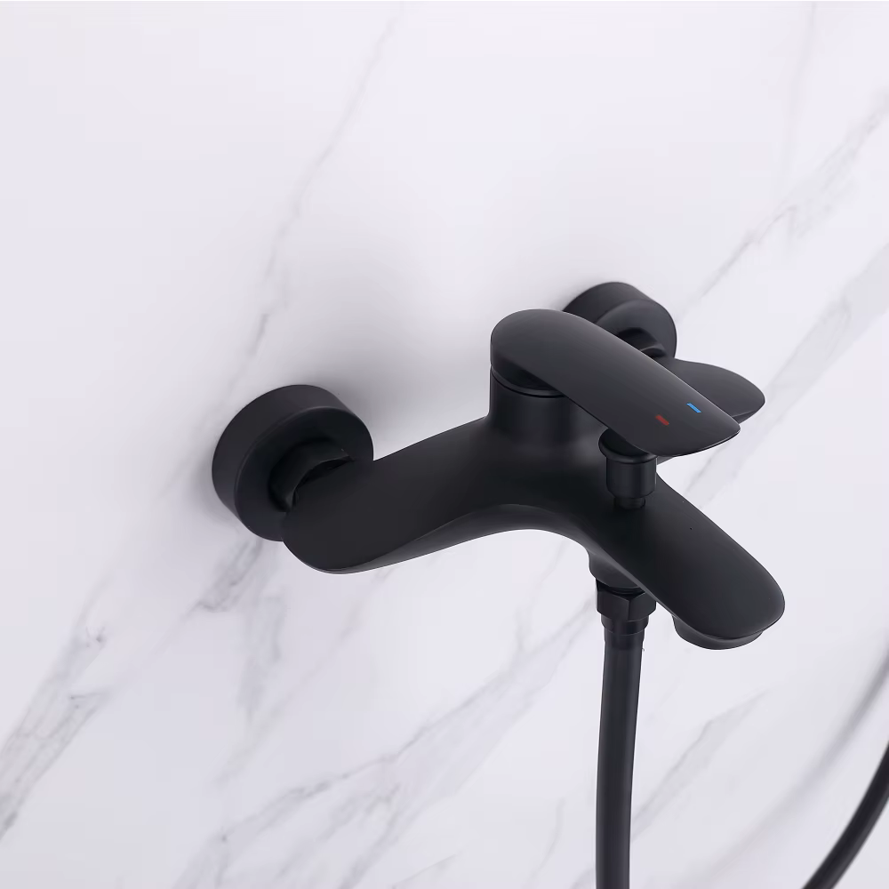Easy Design Matte Black Color Wall Mounted Shower Faucet — image 4